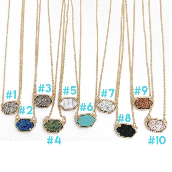 Dainty Drusy Minimalist Pendant Necklace - Picture 2 of 7